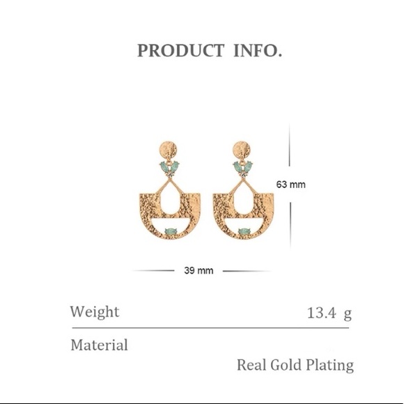 💛Gold plated statement drop earrings - Picture 3 of 5